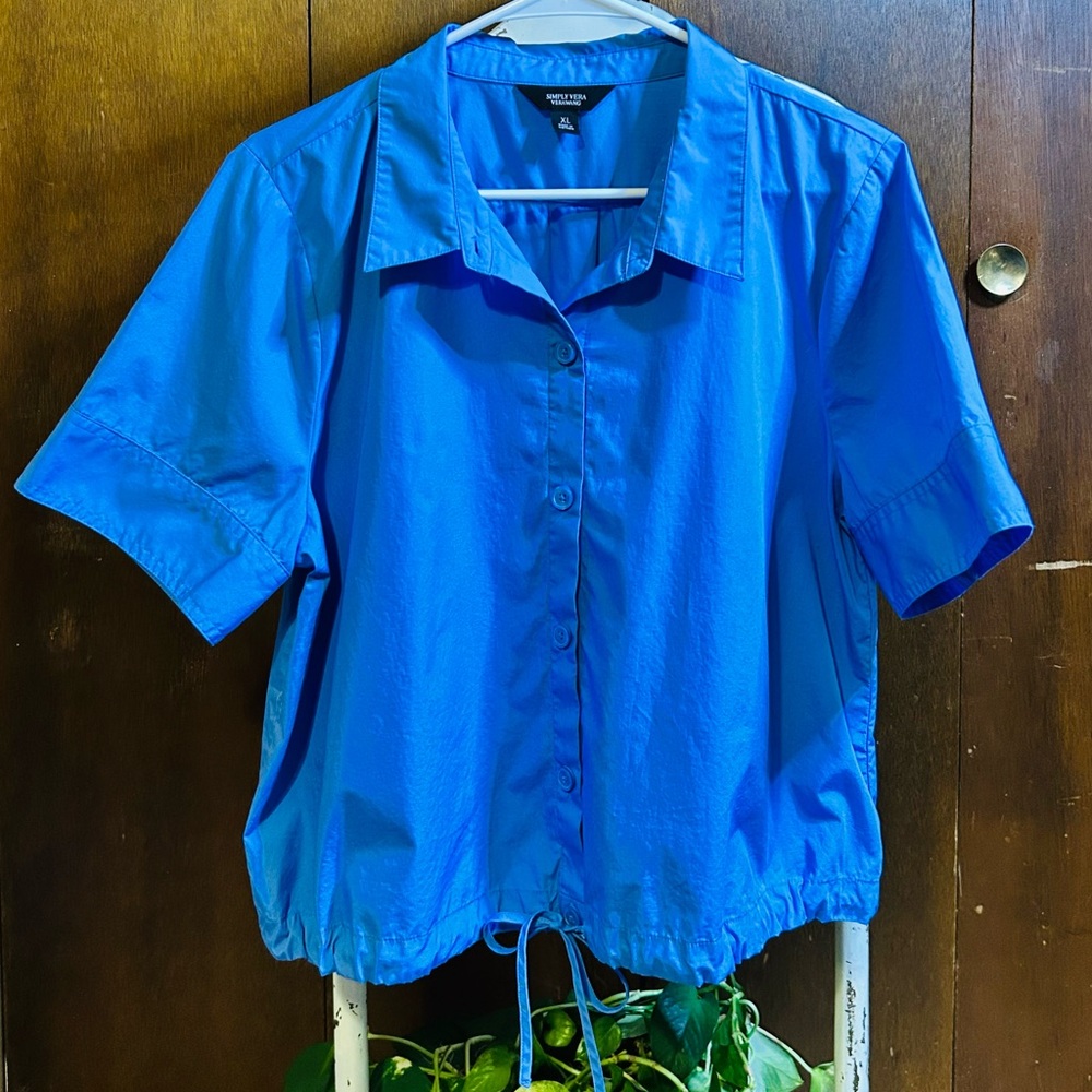 💜4for$20💜 Simply Vera Vera Wang Blue Boxy Button Down Shirt